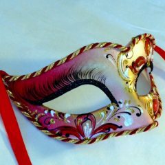 Lily Dark Red Gold Masquerade