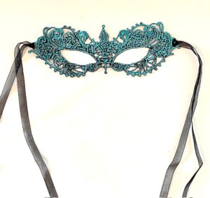 Aqua Blue Lace Masquerade Mask