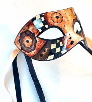 Abstract Men's Venetian Masquerade Mask on stick