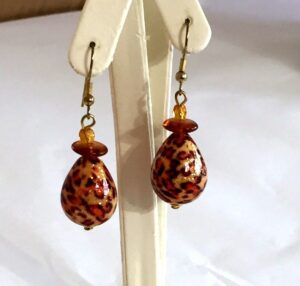 Orange-Leopard-Murano-Earrings