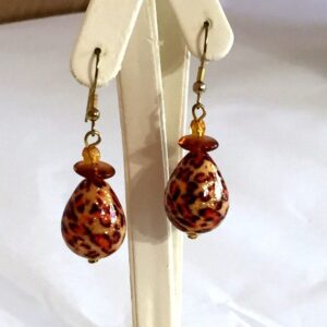 Orange-Leopard-Murano-Earrings