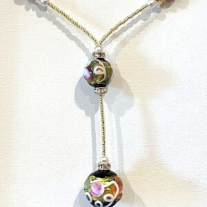 Chantilly Black Ball Murano Necklace