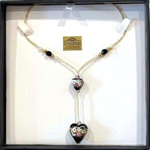 Chantilly Black Heart Murano Necklace