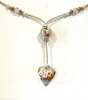 Chantilly Ivory Heart Murano Necklace