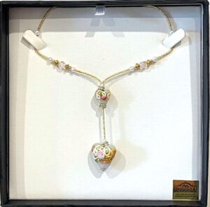 Chantilly Ivory Heart Murano Necklace