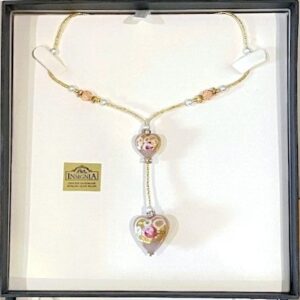 Chantilly Pink Heart Murano Glass Necklace