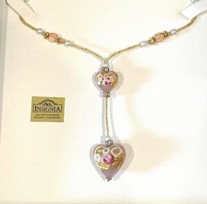 Chantilly Pink Heart Murano Glass Necklace