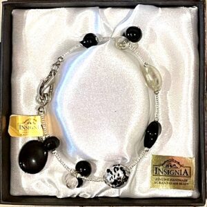 Forever Black Silver Murano Glass Bracelet